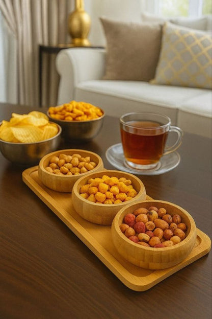 طقم تسالي مدور 3×1 على أورديف خشب