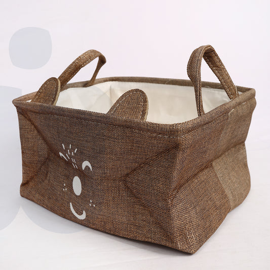 سلة تخزين قماشية بتصميم وجه كرتوني لطيف