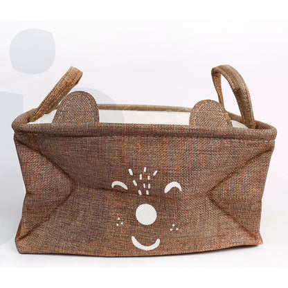 سلة تخزين قماشية بتصميم وجه كرتوني لطيف