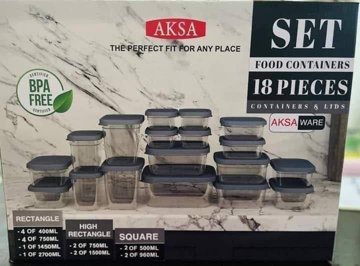 طقم علب ثلاجة أكسا 18 قطعة