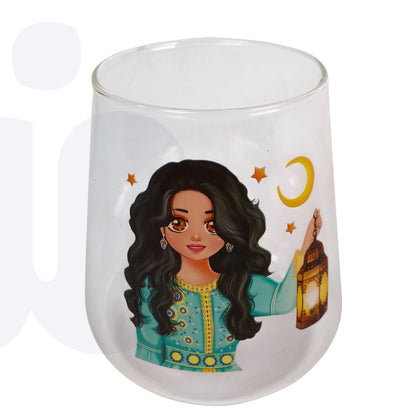 أكواب شاي زجاجية (أو "كوب عصير") بتصميم رمضاني كرتوني أنيق