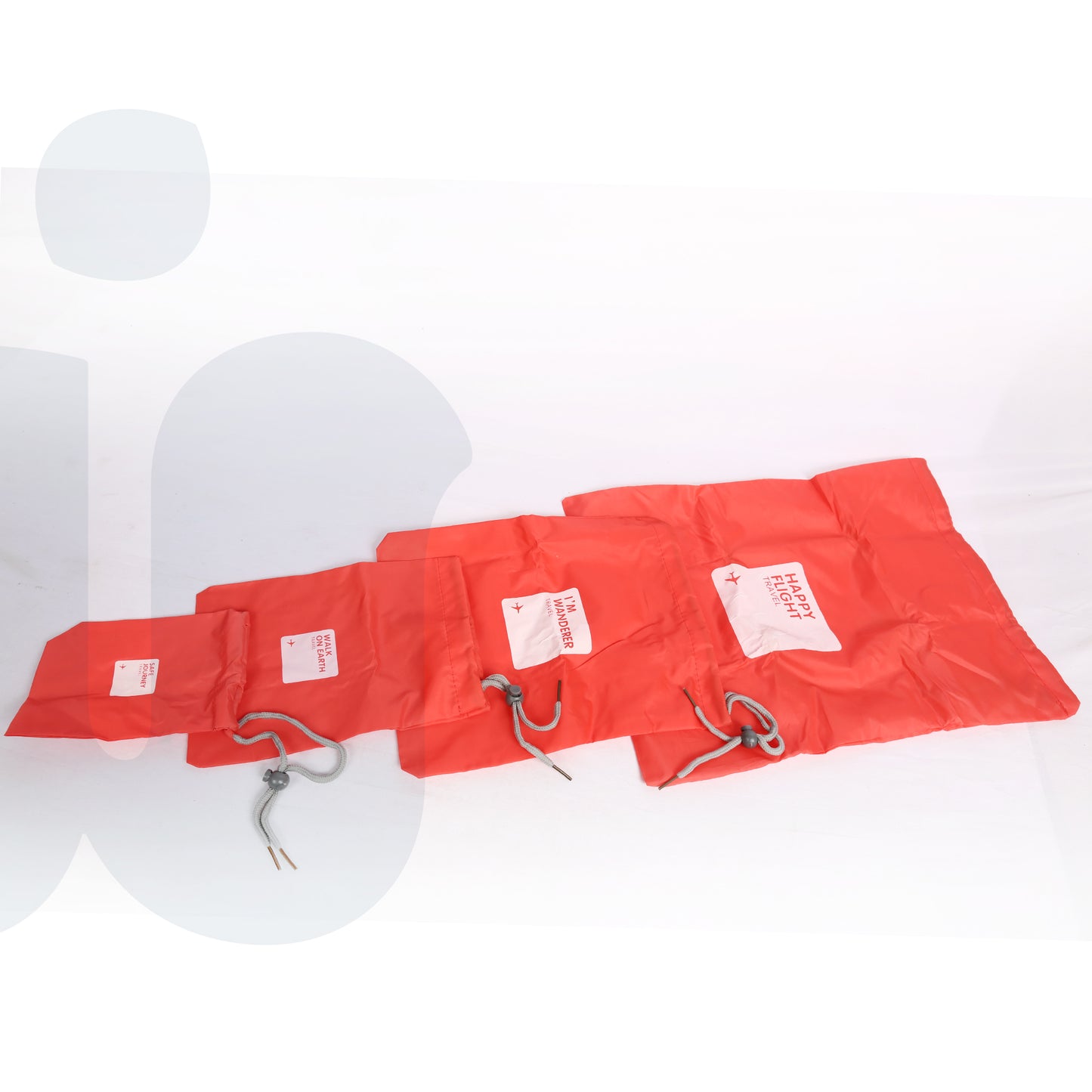 طقم من 4 أكياس تخزين قماشية بخيوط للملابس والأحذية – أحمر