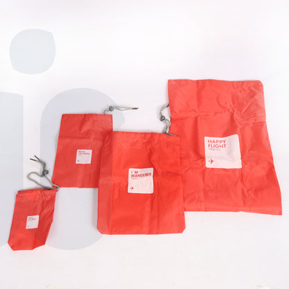 طقم من 4 أكياس تخزين قماشية بخيوط للملابس والأحذية – أحمر