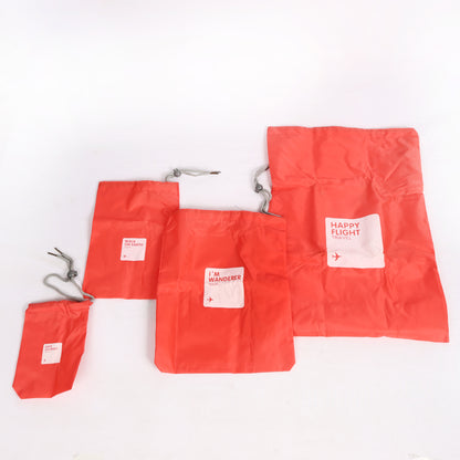 طقم من 4 أكياس تخزين قماشية بخيوط للملابس والأحذية – أحمر