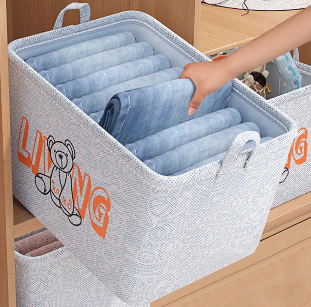 بوكس تخزين كتان ثقيل – قابل للغسيل والطي مقاس صغير