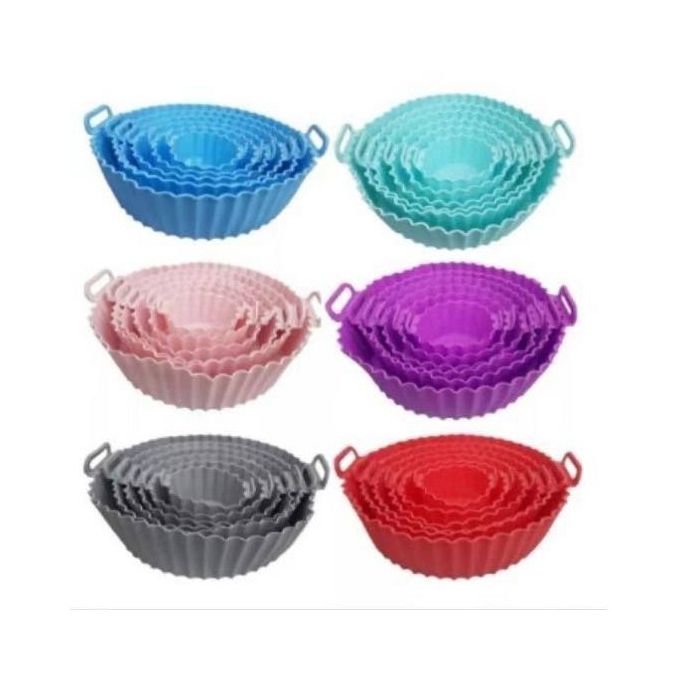 طقم سيليكون غير لاصق لتصميم المقلاة الهوائية 6 قطع بمقاسات متنوعة متعدد الالوان