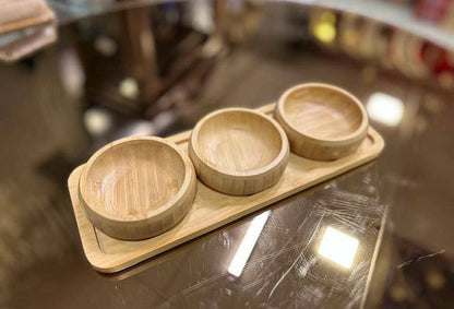 طقم تسالي مدور 3×1 على أورديف خشب