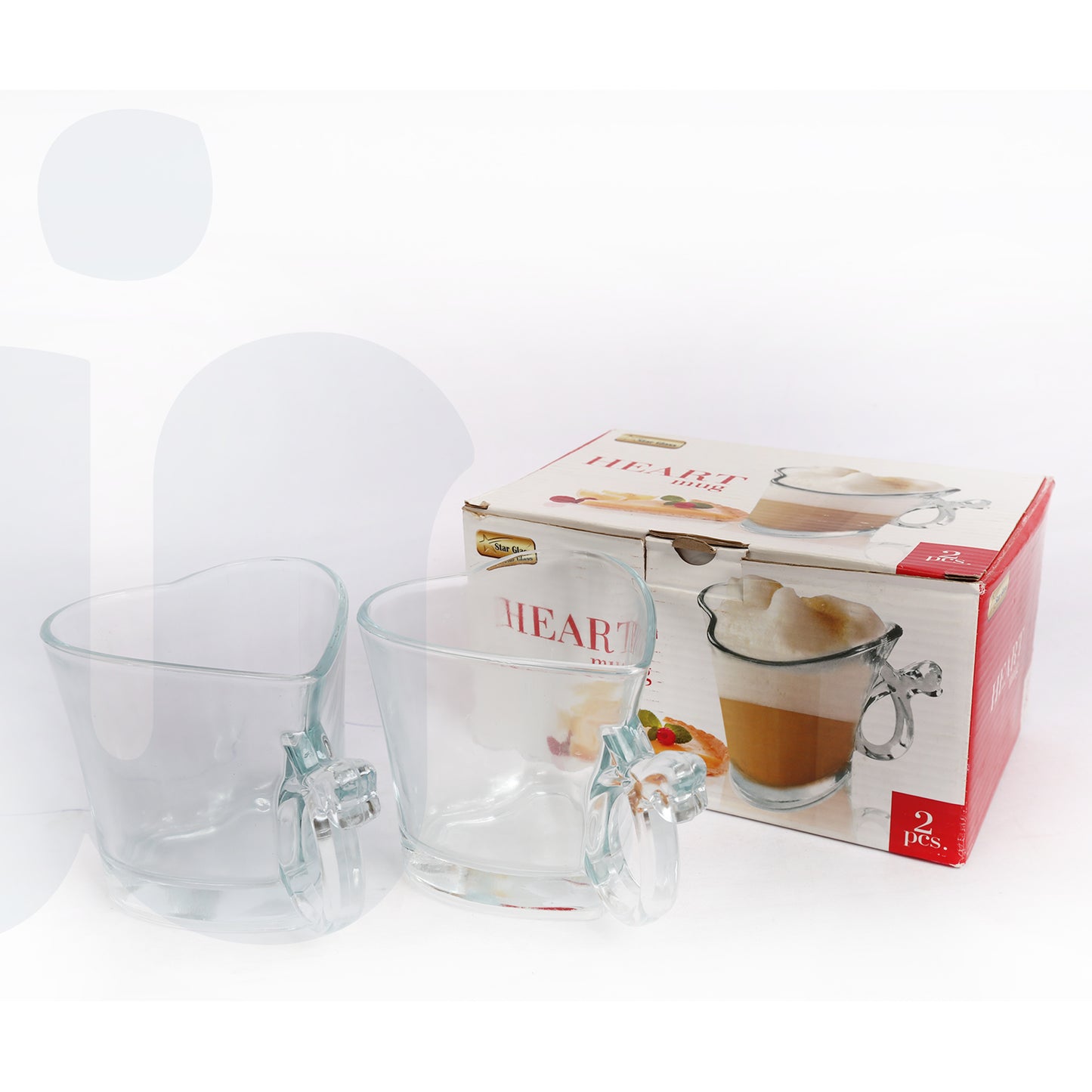طقم مجات شاي على شكل قلب - 2 قطعة