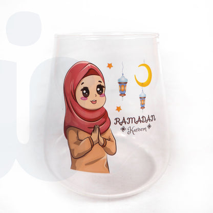 أكواب شاي زجاجية (أو "كوب عصير") بتصميم رمضاني كرتوني أنيق