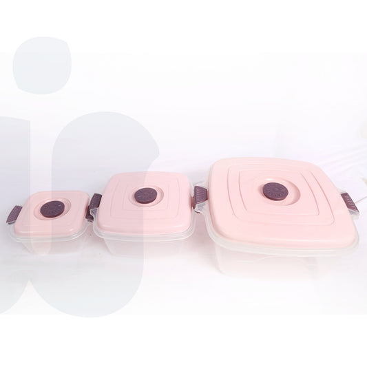 طقم علب حفظ طعام بلاستيك مربعة - 3 قطع