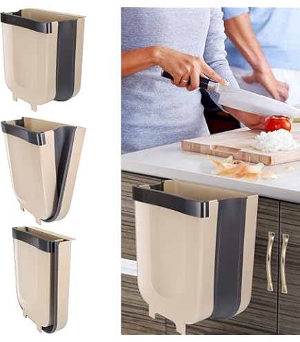 سلة مهملات معلقة قابلة للطي لباب خزانة المطبخ – متعددة الاستخدامات