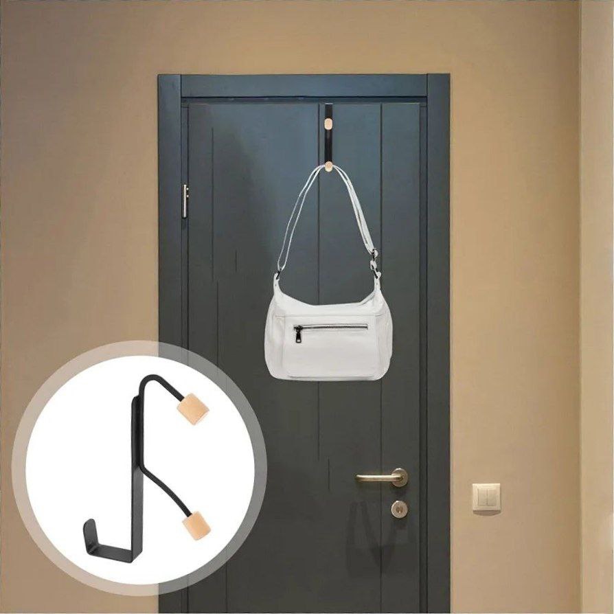 شماعة رأسية خلف الباب – خطّافين بقاعدة خشبية