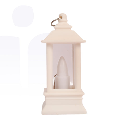 فانوس بلاستيك باللون الأبيض مع شمعة مضيئة