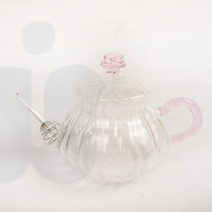 براد شاي زجاجي – مقبض وردي ومقبض الغطاء بشكل زهرة