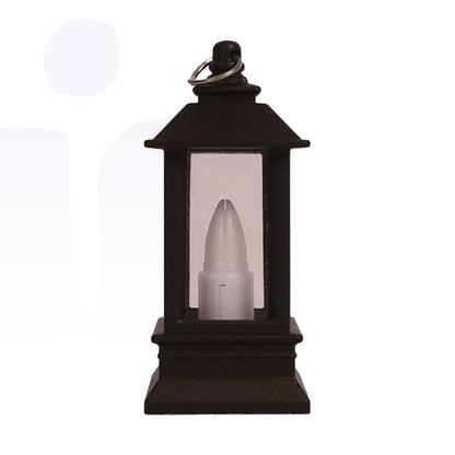 فانوس بلاستيك باللون الأسود مع شمعة مضيئة