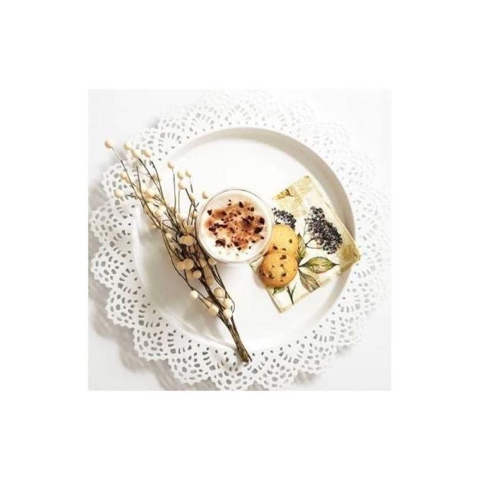 صينية تقديم كبيرة بتصميم دانتيل متوفر بلونين ابيض وبينك