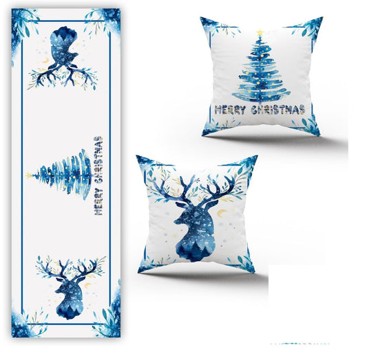 طقم رانر قطيفة مع كوشن 2 قطعة – 45×45 سم