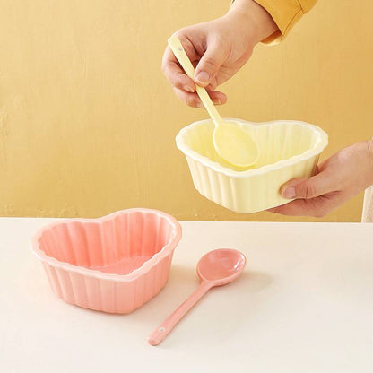 طقم تقديم بورسلين حراري بشكل قلب – 9 قطع