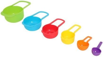 طقم ملاعق وكوب قياس بلاستيك ملون 6 قطع