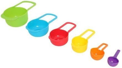 طقم ملاعق وكوب قياس بلاستيك ملون 6 قطع