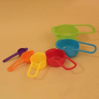 طقم ملاعق وكوب قياس بلاستيك ملون 6 قطع