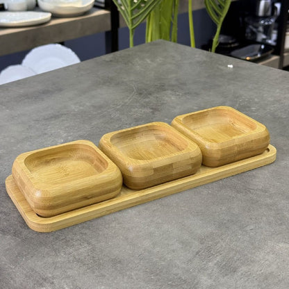 طقم تسالي مربع 3×1 على أورديف خشب