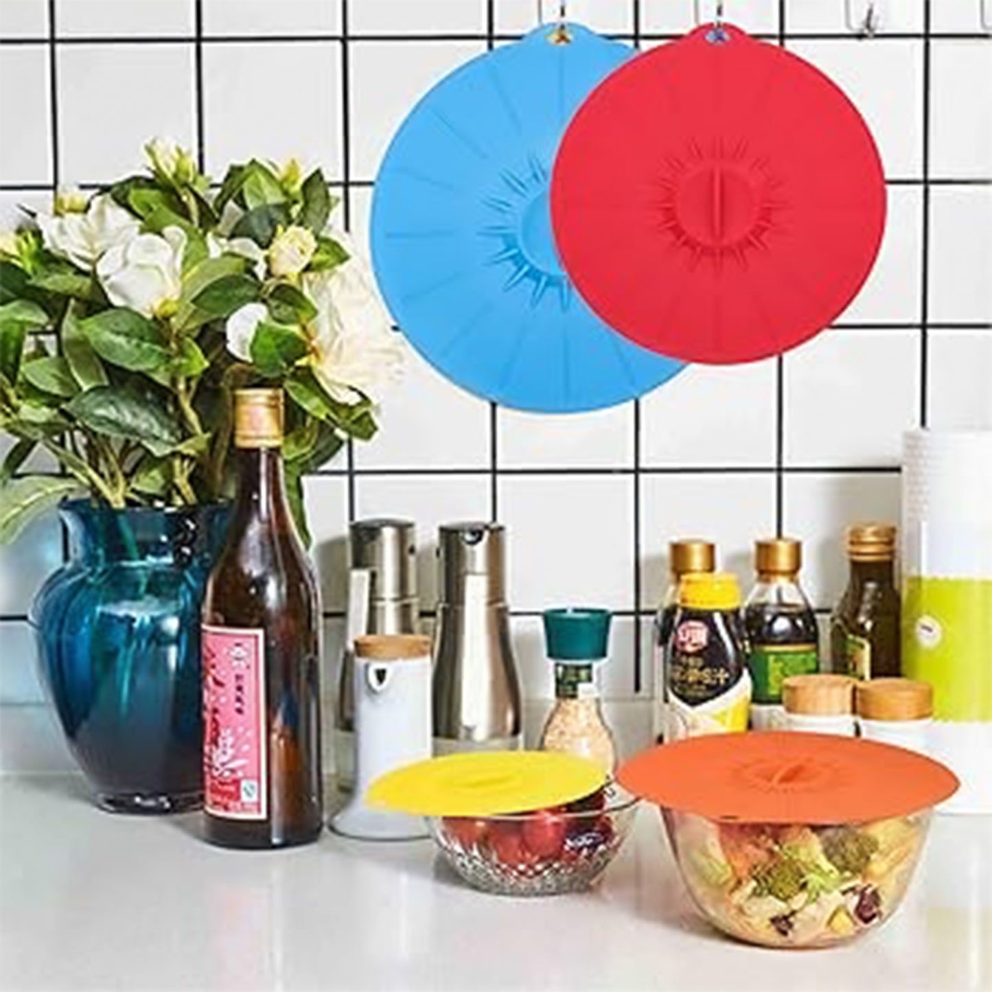 أغطية طعام سيليكون قابلة للتمدد متعددة الاستخدامات