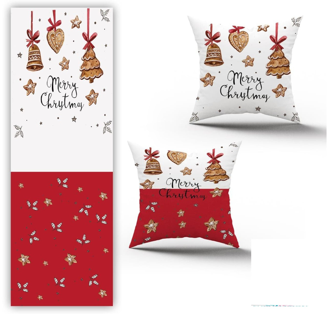 طقم رانر قطيفة مع كوشن 2 قطعة – 45×45 سم