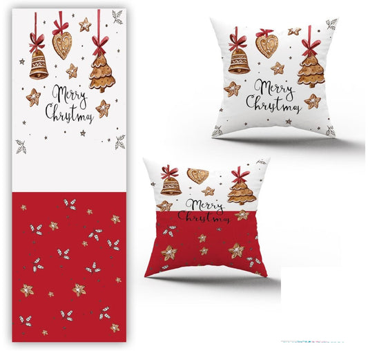 طقم رانر قطيفة مع كوشن 2 قطعة – 45×45 سم