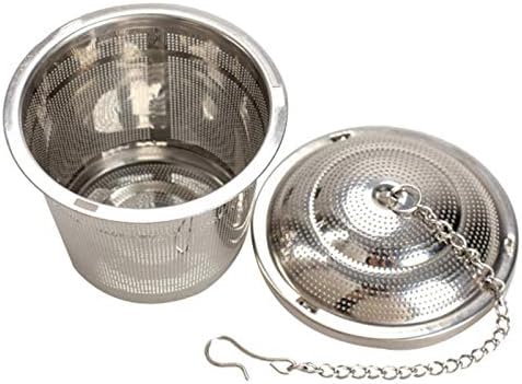 مصفاة شاي معدنية مع غطاء وسلسلة