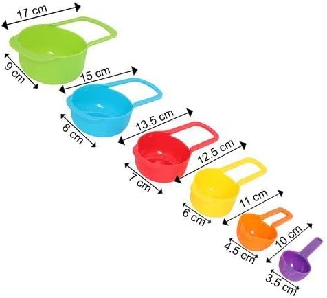 طقم ملاعق وكوب قياس بلاستيك ملون 6 قطع