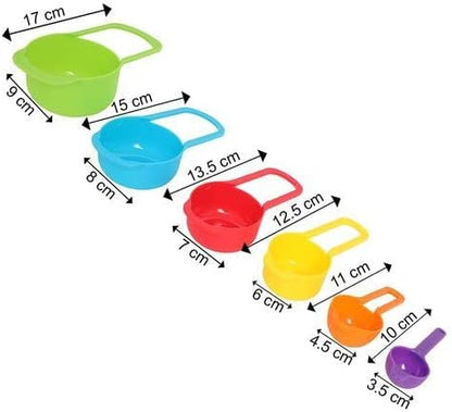 طقم ملاعق وكوب قياس بلاستيك ملون 6 قطع