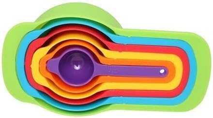 طقم ملاعق وكوب قياس بلاستيك ملون 6 قطع