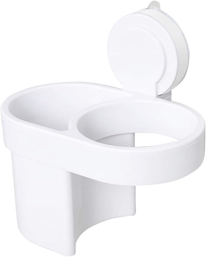 حامل مجفف شعر بمثبت شفط – منظم أدوات تصفيف الشعر وإكسسوارات الحمام