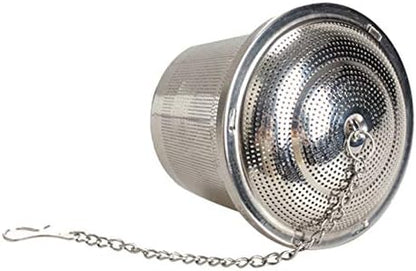 مصفاة شاي معدنية مع غطاء وسلسلة