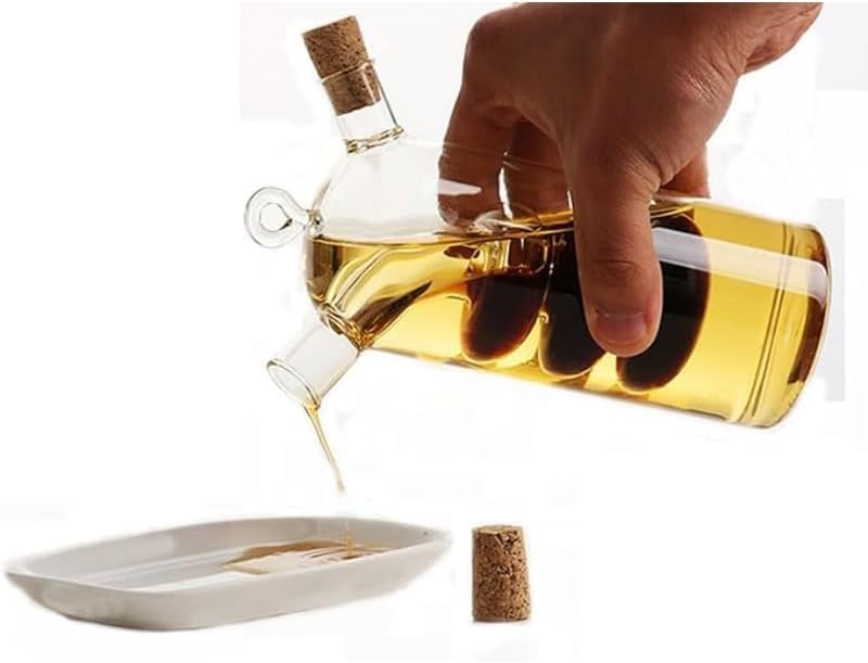 موزع زجاجي 2 في 1 للزيت والخل – تصميم عملي وأنيق للمطبخ