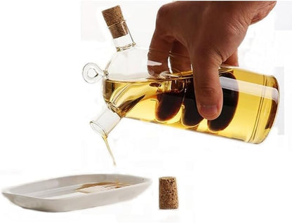 موزع زجاجي 2 في 1 للزيت والخل – تصميم عملي وأنيق للمطبخ