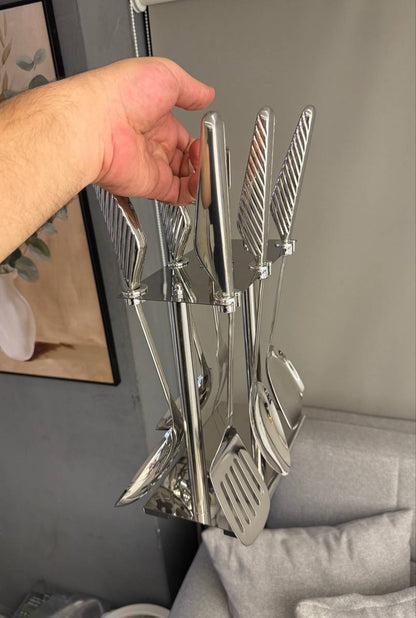 طقم توزيع استالس للاستخدام اليومي – 6 قطع مع استاند