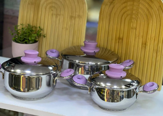 طقم حلل استانلس بيد ملونة 3 قطع