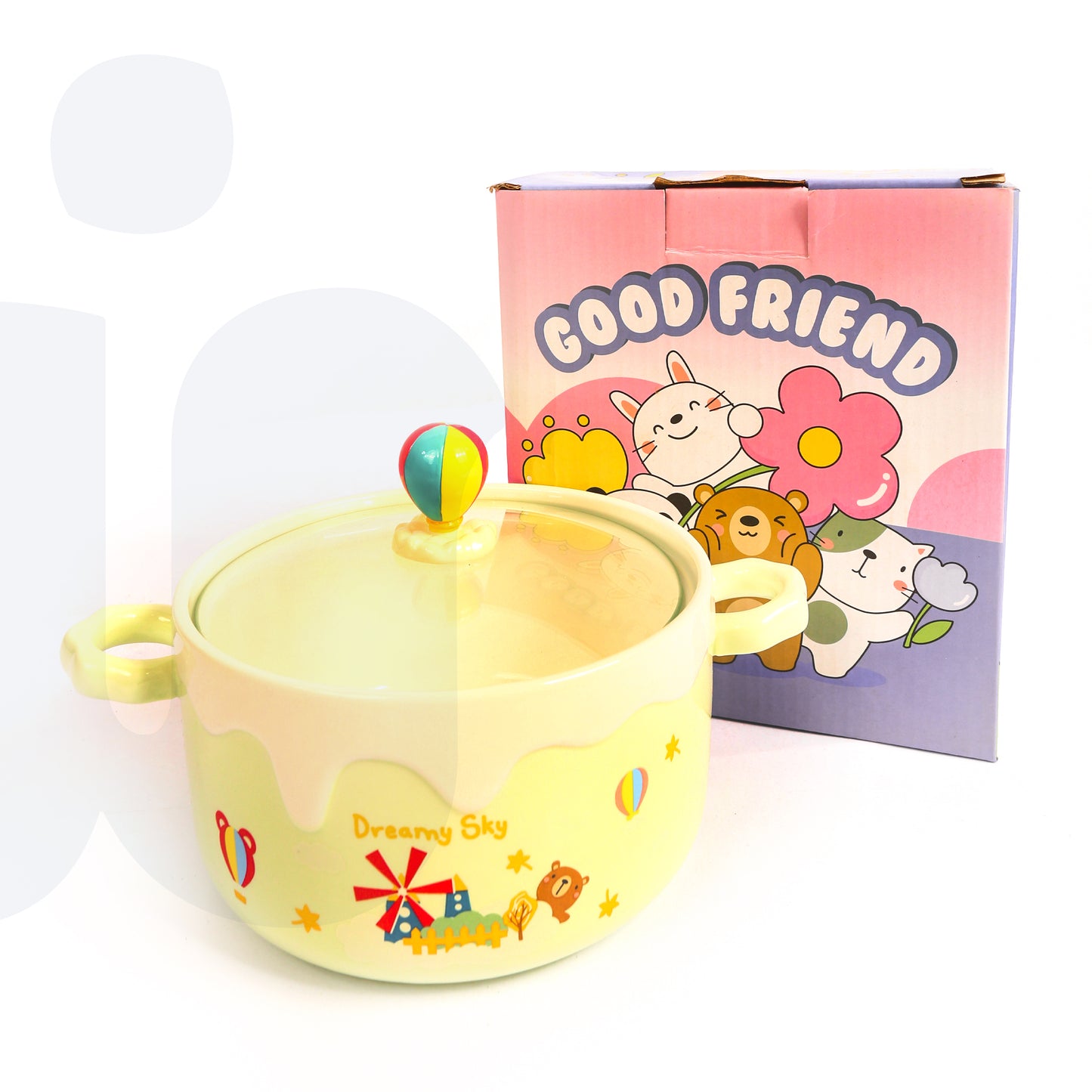 وعاء سيراميك مع غطاء – تصميم كارتوني