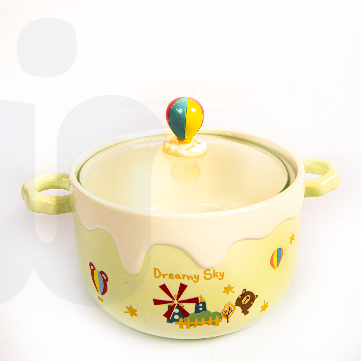 وعاء سيراميك مع غطاء – تصميم كارتوني