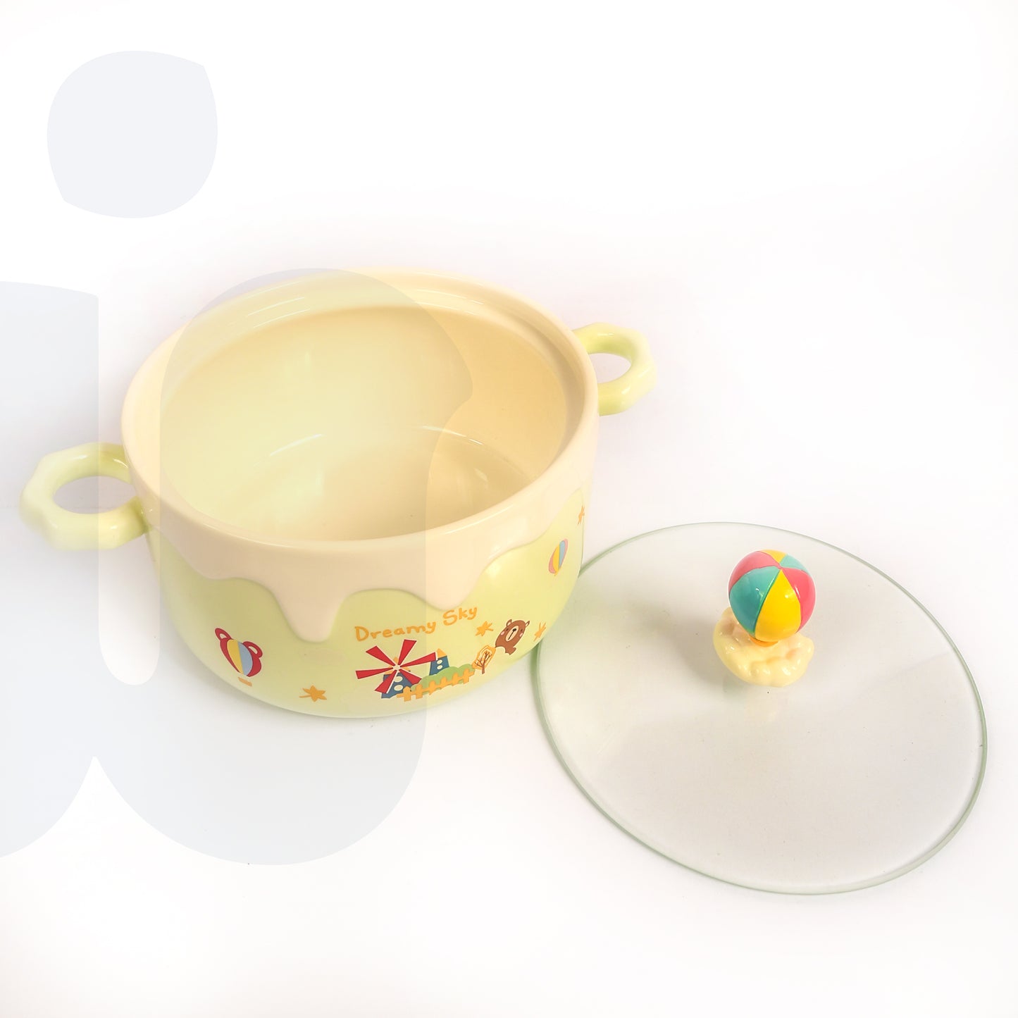 وعاء سيراميك مع غطاء – تصميم كارتوني