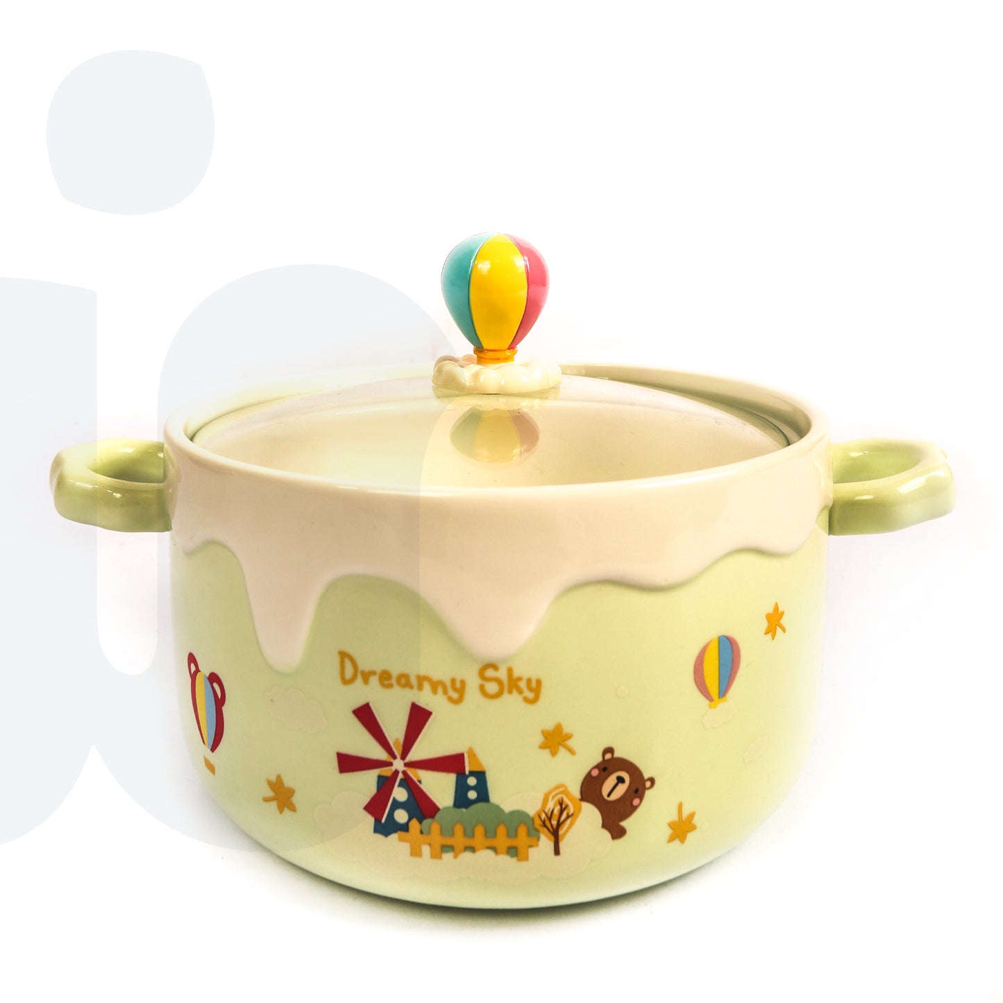 وعاء سيراميك مع غطاء – تصميم كارتوني