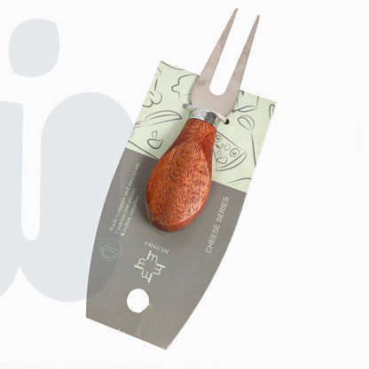 شوكة جبن من الستانلس ستيل بمقبض خشبي من الزان