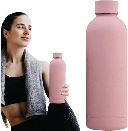 زجاجة مياه معزولة من الستانلس ستيل مزدوجة الجدران – 500 مل باللون الوردي