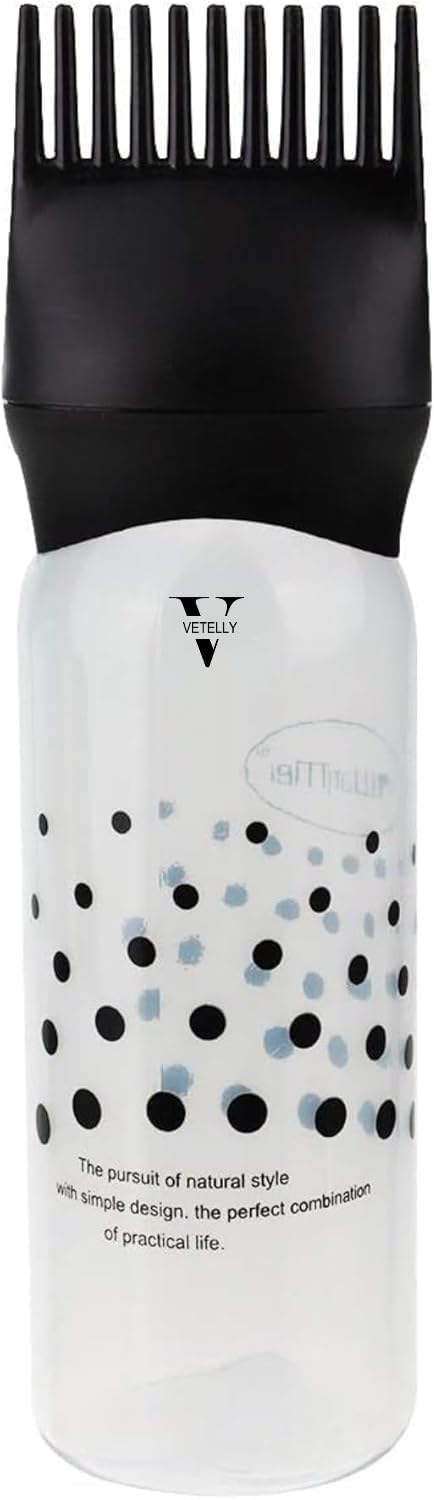 زجاجة توزيع مشط الجذور – 170 مل لصبغ الشعر أو الزيت مع مقياس متدرج، ألوان متعددة