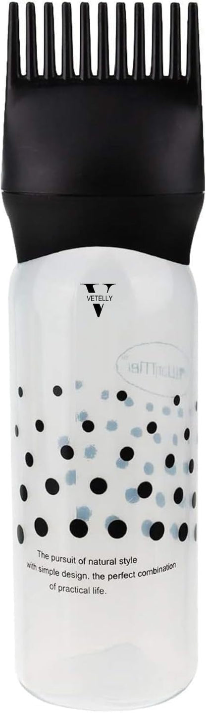 زجاجة توزيع مشط الجذور – 170 مل لصبغ الشعر أو الزيت مع مقياس متدرج، ألوان متعددة