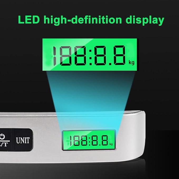 ميزان شنط السفر رقمي لوزن مع قراءة درجة الحرارة (فضي) من بي جيه الكترونيكس 50.0 كيلوجرام