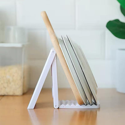 رف تجفيف أطباق بلاستيكي قابل للطي للمطبخ