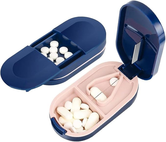 قطّاعة وحافظة حبوب الدواء المحمولة – بتصميم آمن وسهل الاستخدام